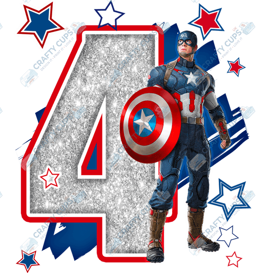 Superhero Birthday DTF Transfer – Ages 4 to 8 | Comic-Style Hero Print for Shirts, Pyjamas & Gifts