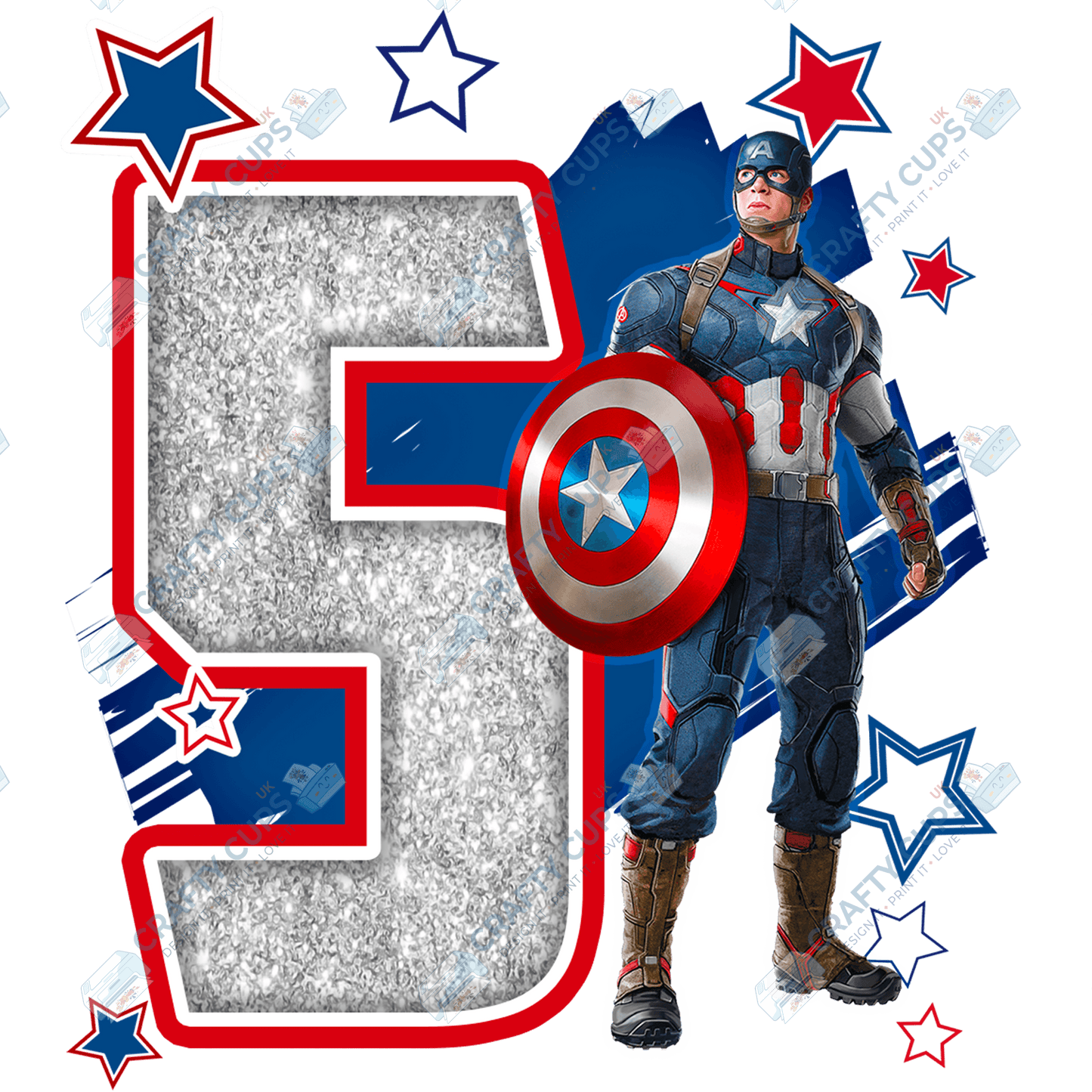Superhero Birthday DTF Transfer – Ages 4 to 8 | Comic-Style Hero Print for Shirts, Pyjamas & Gifts