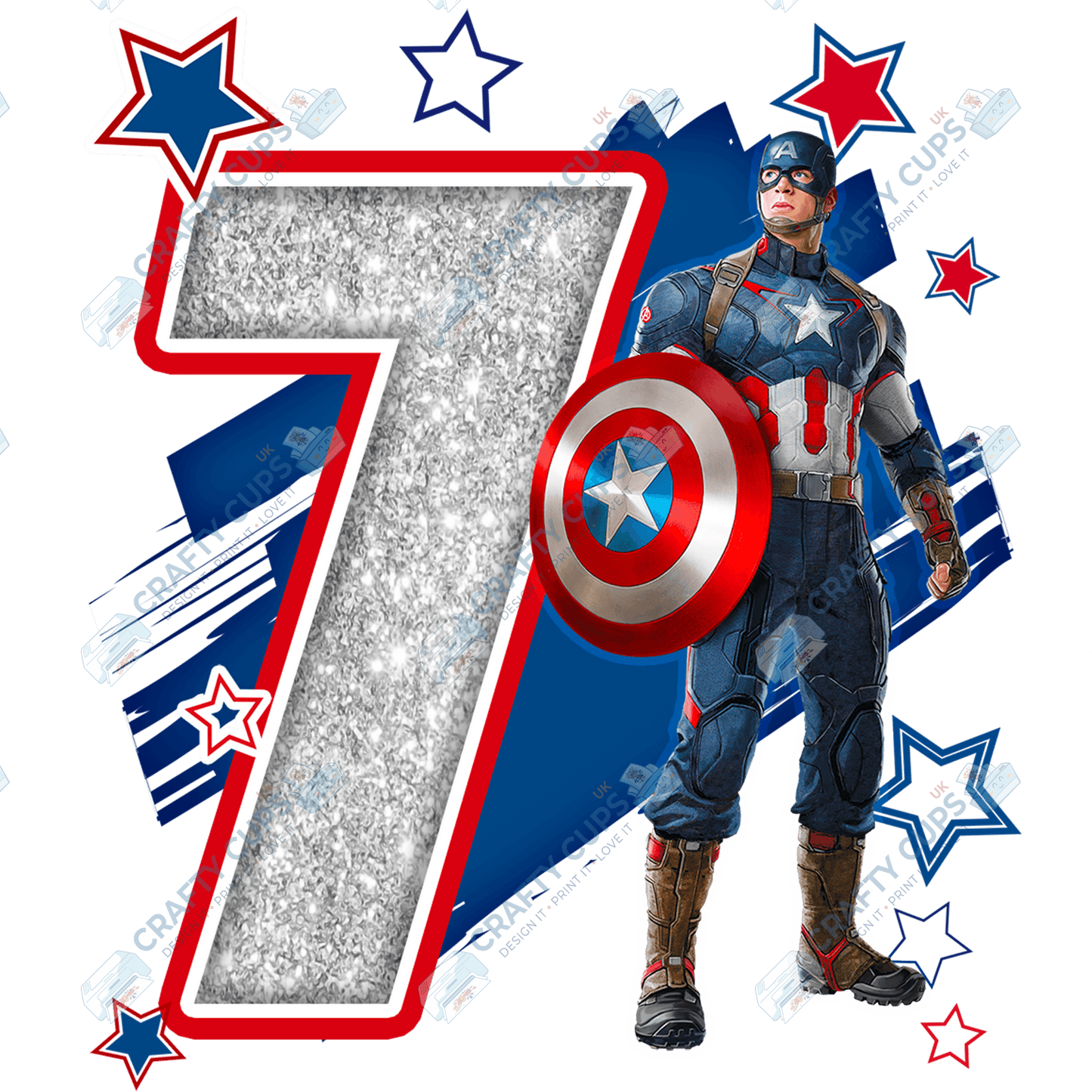 Superhero Birthday DTF Transfer – Ages 4 to 8 | Comic-Style Hero Print for Shirts, Pyjamas & Gifts