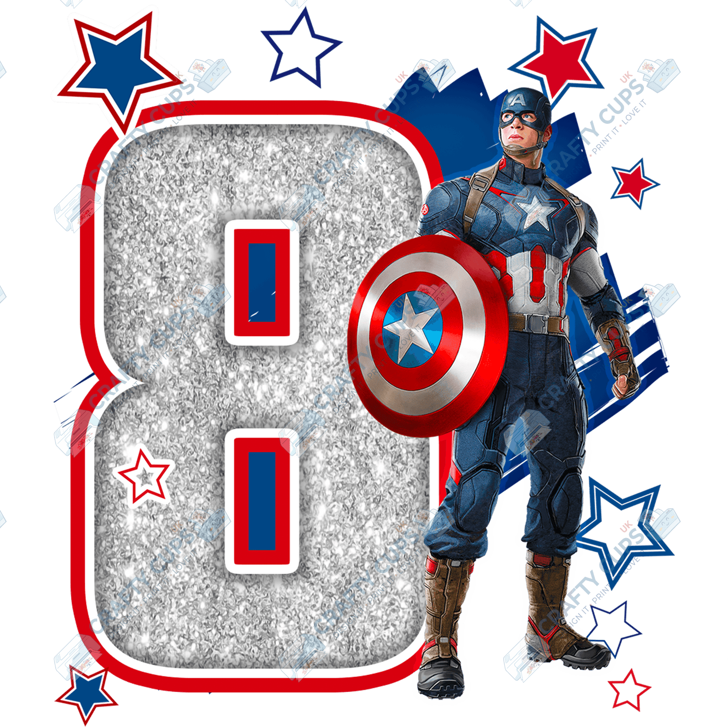 Superhero Birthday DTF Transfer – Ages 4 to 8 | Comic-Style Hero Print for Shirts, Pyjamas & Gifts