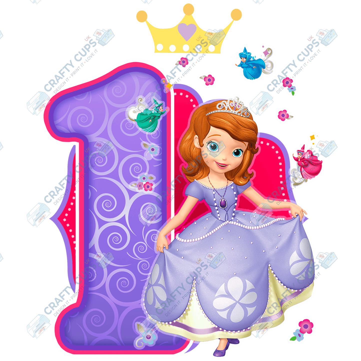 Sophia Princess DTF Transfer for Kids (Ages 1–5) – Adorable Princess Design for Shirts & Birthday Outfits