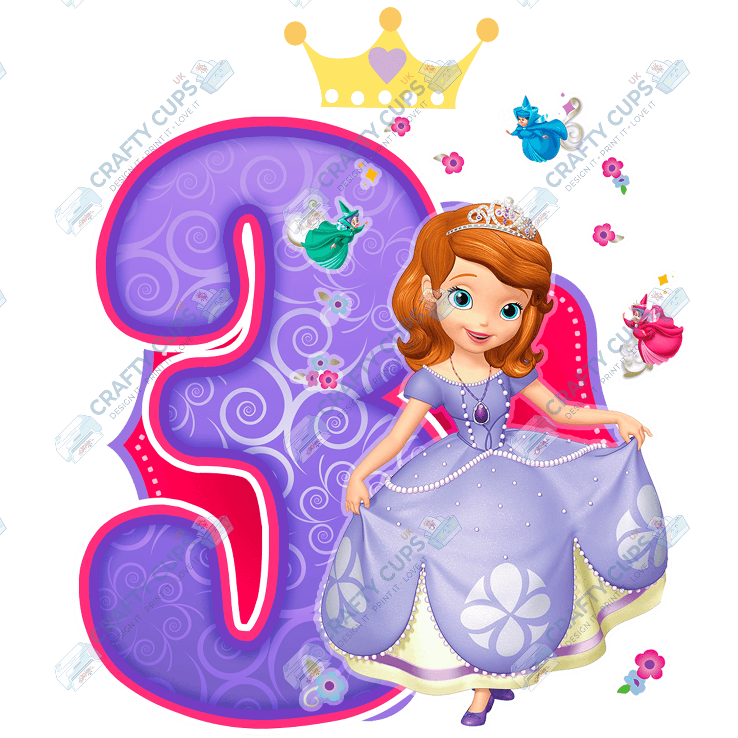 Sophia Princess DTF Transfer for Kids (Ages 1–5) – Adorable Princess Design for Shirts & Birthday Outfits