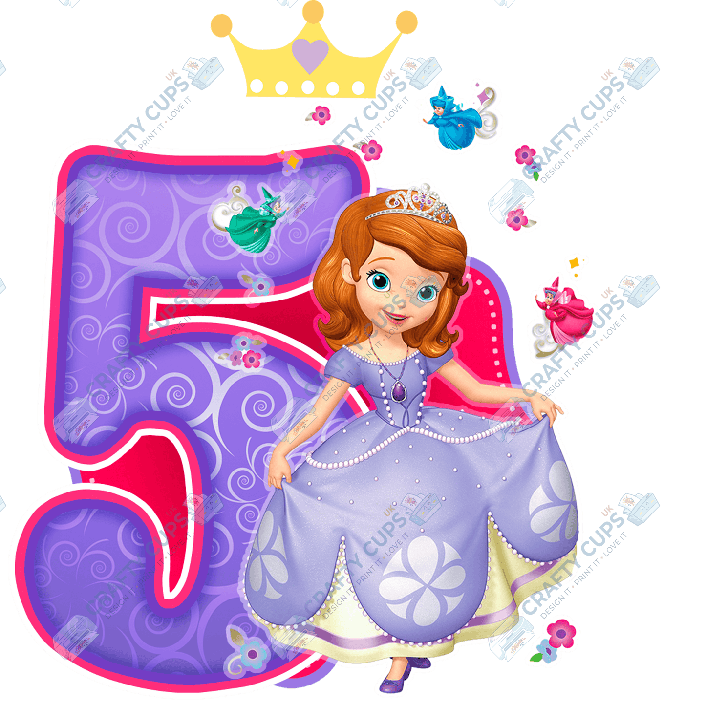 Sophia Princess DTF Transfer for Kids (Ages 1–5) – Adorable Princess Design for Shirts & Birthday Outfits