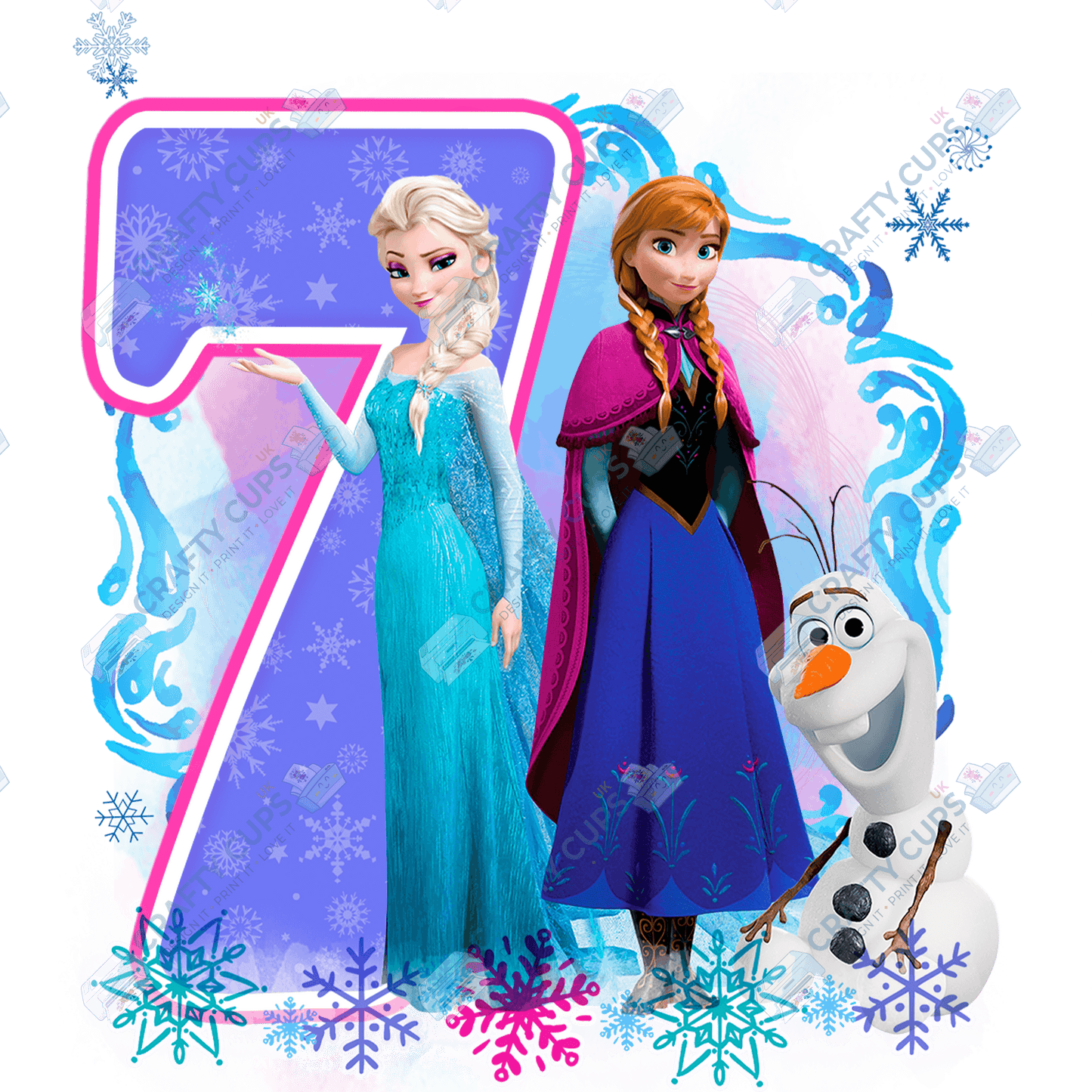 Ice Princess Birthday DTF Transfer – Ages 1 to 8 | Winter Princess Print for Shirts, Pyjamas & Gifts