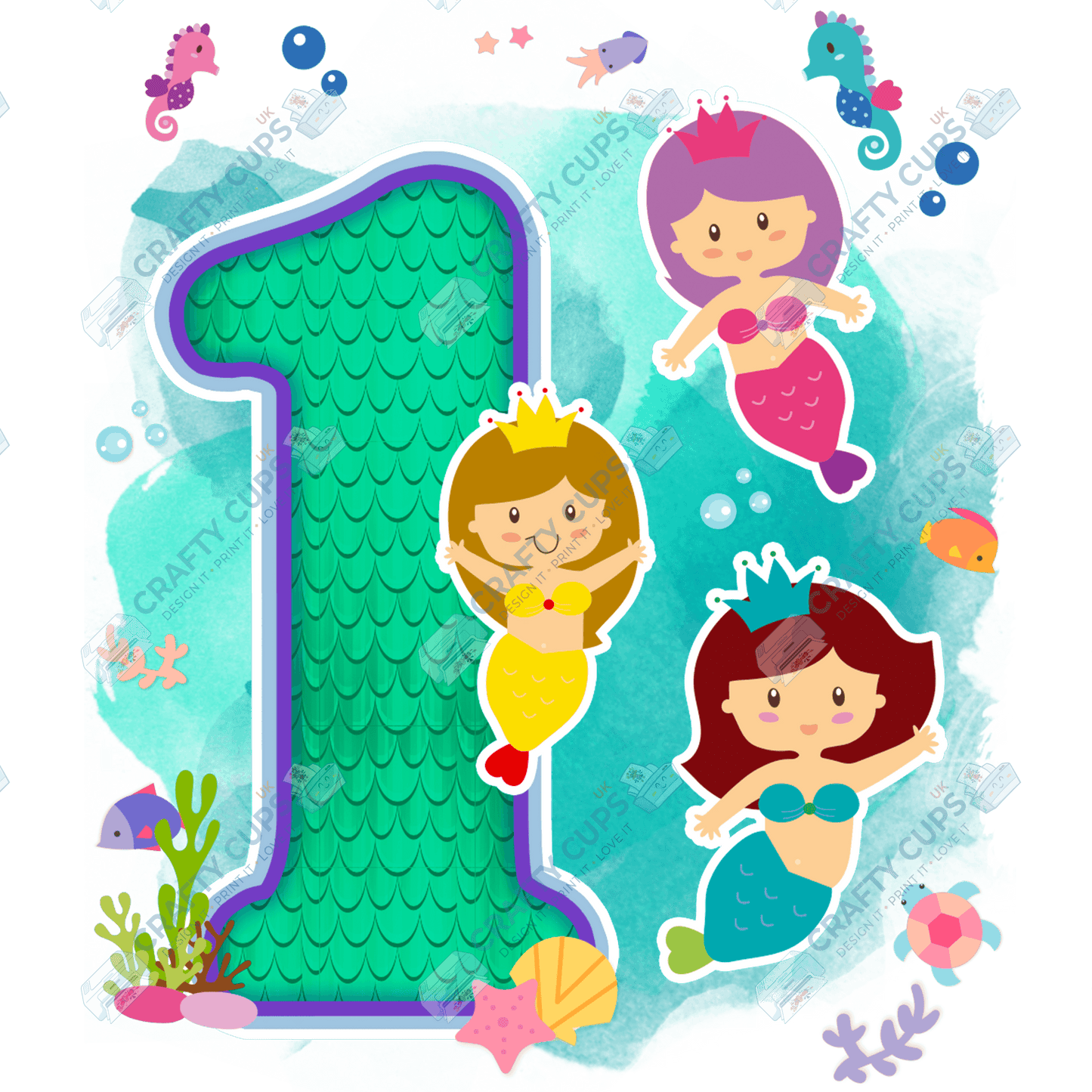 Mermaid DTF Transfer for Kids (Ages 1–5) – Magical Under the Sea Design for Shirts & Outfits