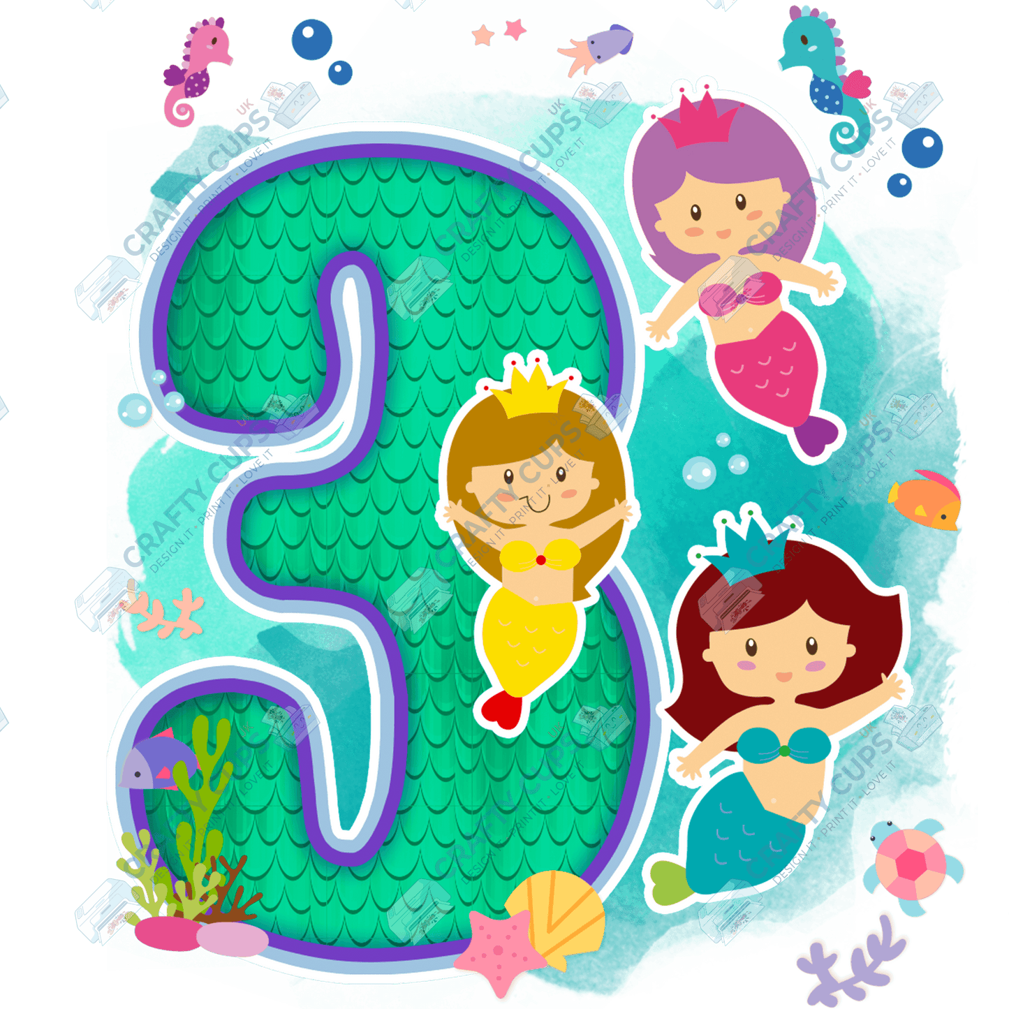 Mermaid DTF Transfer for Kids (Ages 1–5) – Magical Under the Sea Design for Shirts & Outfits