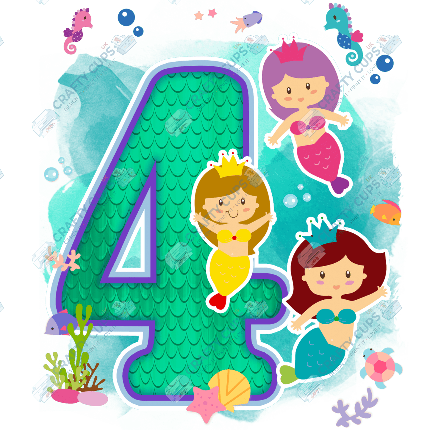 Mermaid DTF Transfer for Kids (Ages 1–5) – Magical Under the Sea Design for Shirts & Outfits