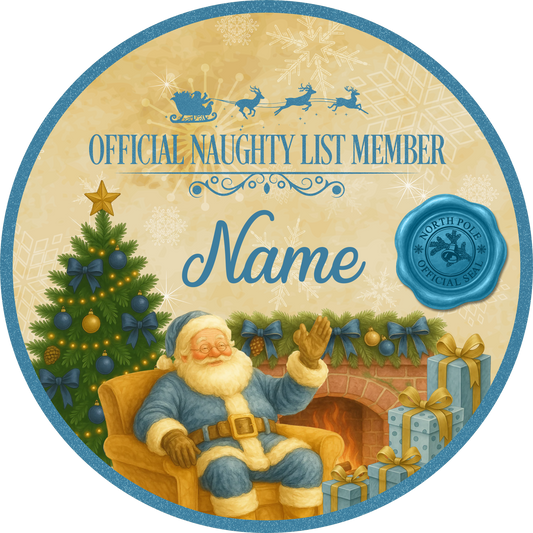 Custom Name Round Santa Naughty / Nice List DTF Print | Exclusive Secret Sub Design | Various Colours & Sizes – Crafty Cups UK