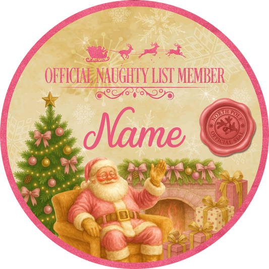 Custom Name Round Santa Naughty / Nice List DTF Print | Exclusive Secret Sub Design | Various Colours & Sizes – Crafty Cups UK