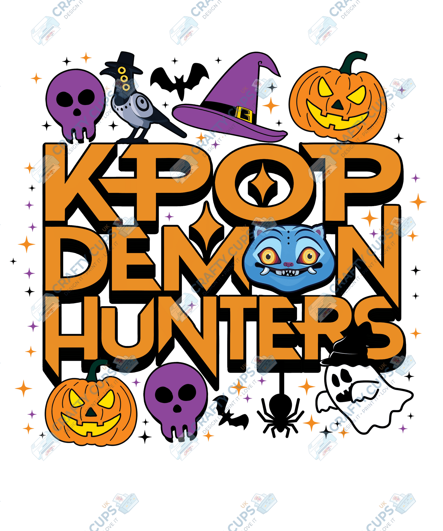 Halloween Demon Hunters DTF Transfer – Spooky Anime Style Design, Various Sizes & Heat Press Ready