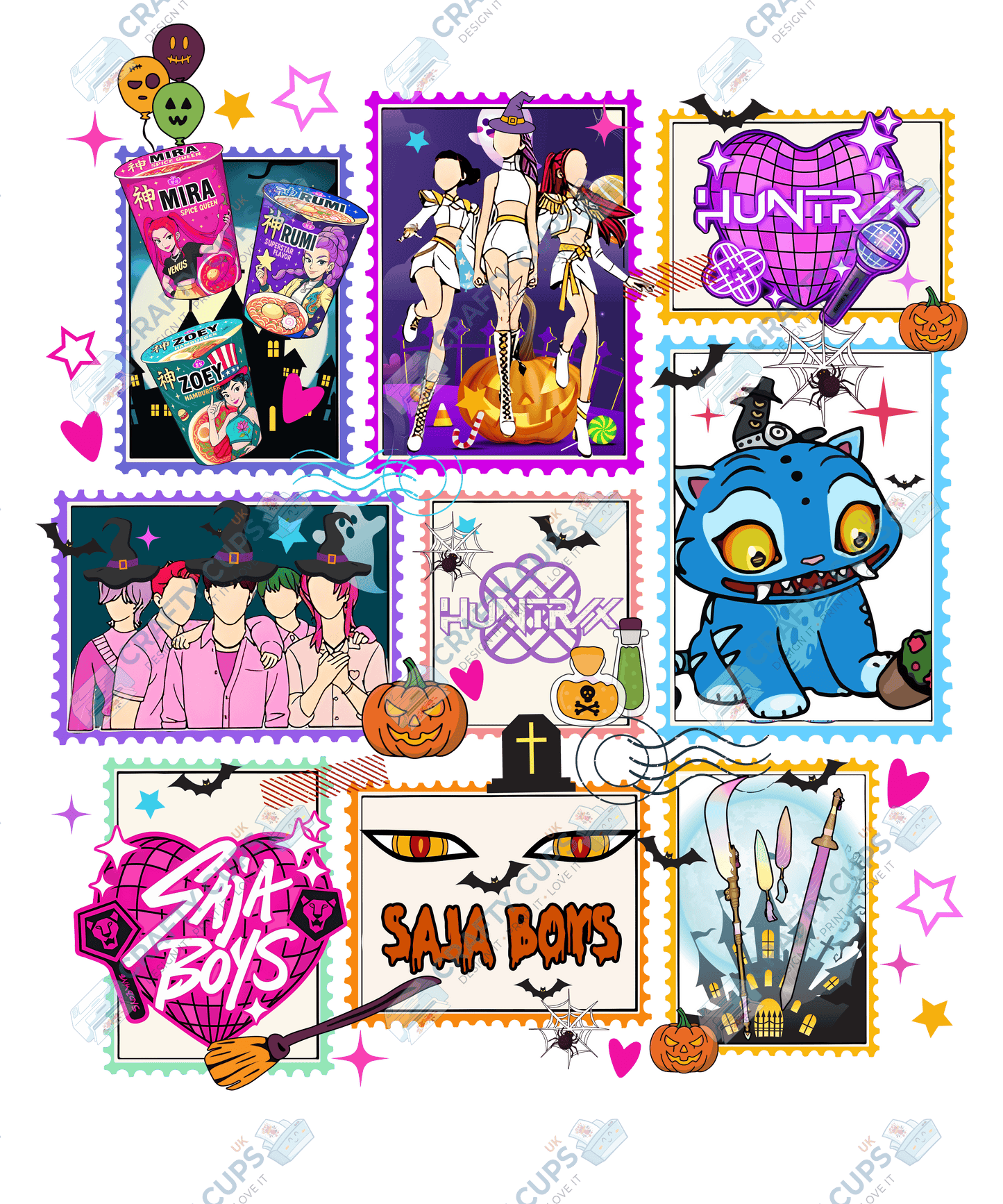 Halloween Demon Hunters DTF Transfer – Spooky Anime Style Design, Various Sizes & Heat Press Ready