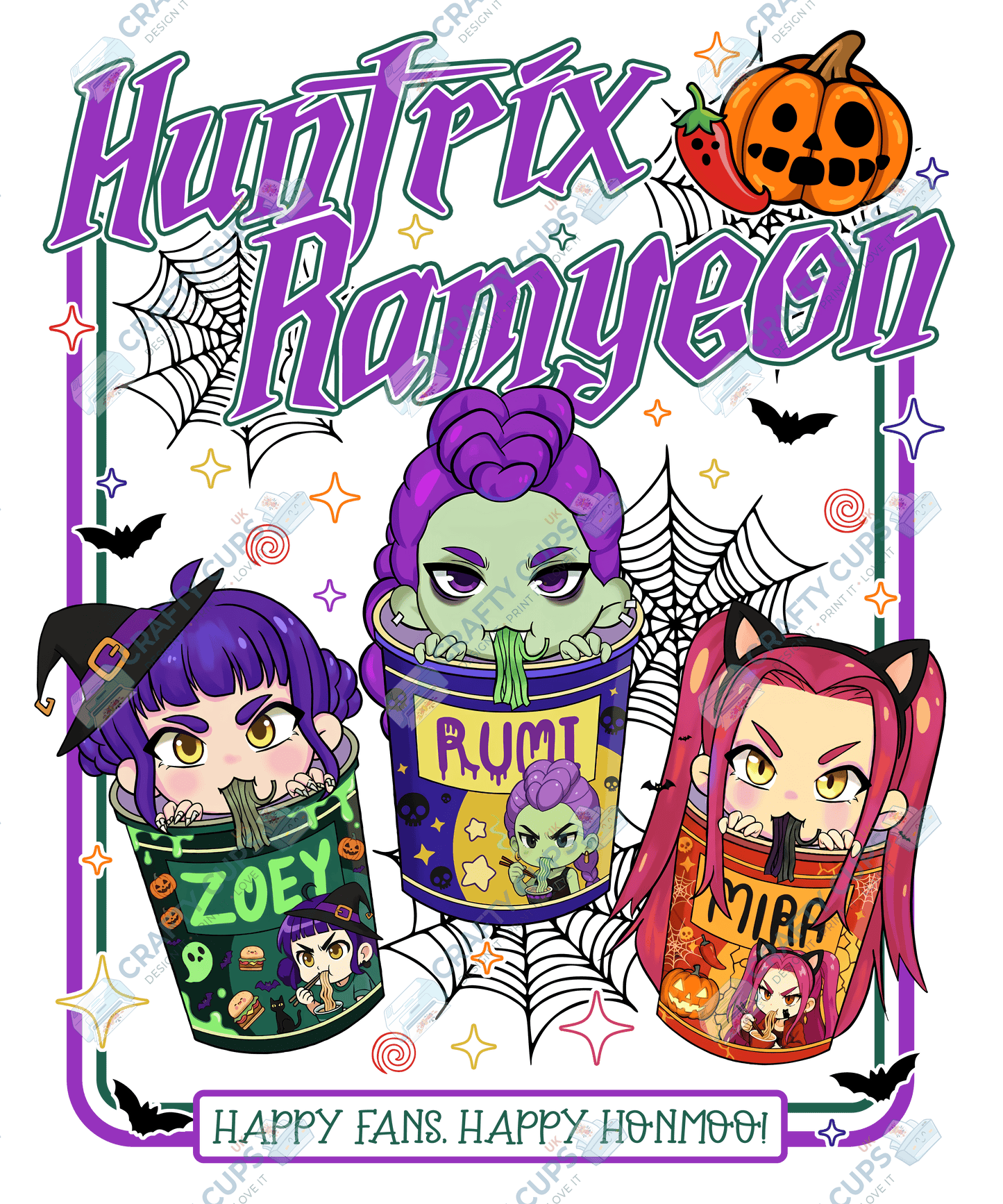 Halloween Demon Hunters DTF Transfer – Spooky Anime Style Design, Various Sizes & Heat Press Ready