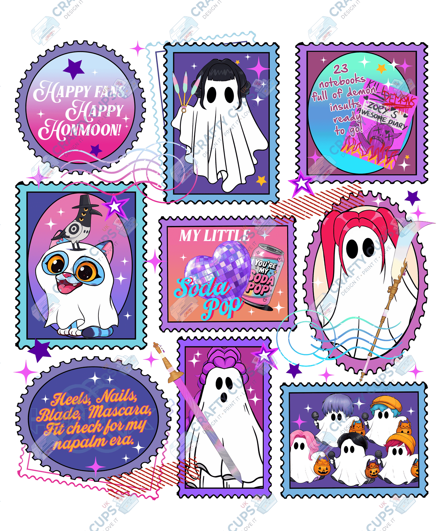 Halloween Demon Hunters DTF Transfer – Spooky Anime Style Design, Various Sizes & Heat Press Ready