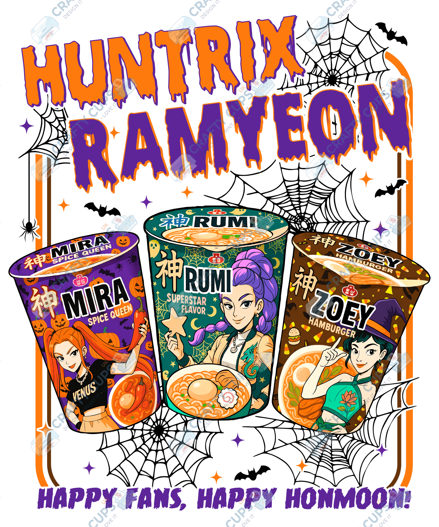 Halloween Demon Hunters DTF Transfer – Spooky Anime Style Design, Various Sizes & Heat Press Ready