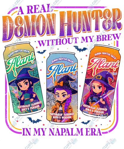 Halloween Demon Hunters DTF Transfer – Spooky Anime Style Design, Various Sizes & Heat Press Ready