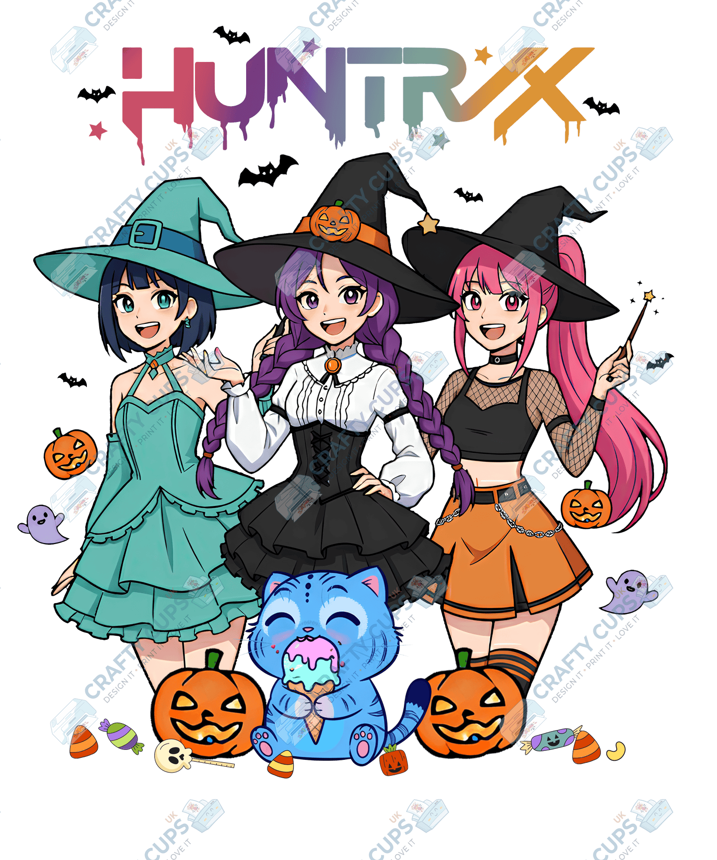 Halloween Demon Hunters DTF Transfer – Spooky Anime Style Design, Various Sizes & Heat Press Ready