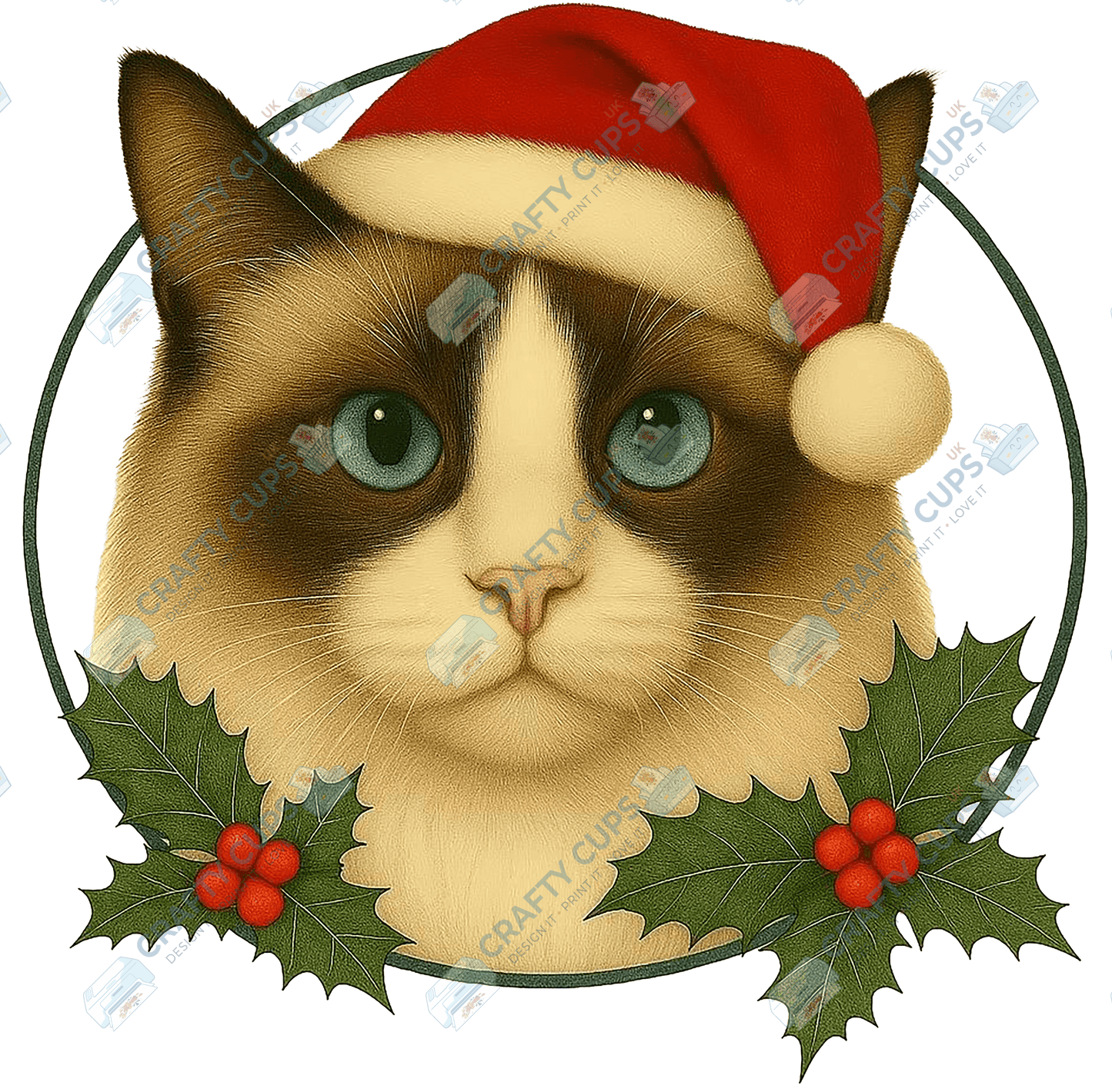 Christmas Cat DTF Transfer – Festive Holiday Design, Various Sizes