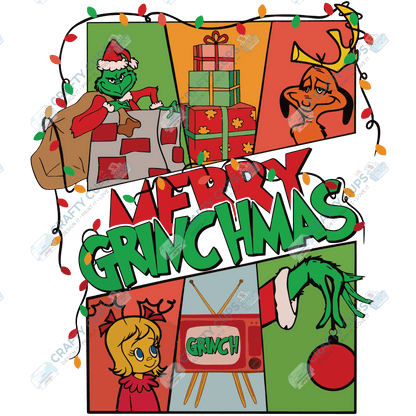 Grinch DTF Transfers – Various Christmas Designs & Sizes (4"–10")