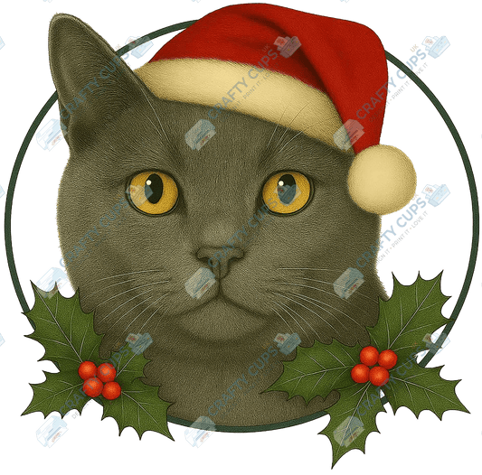 Christmas Cat DTF Transfer – Festive Holiday Design (Part Two of Two), Various Sizes