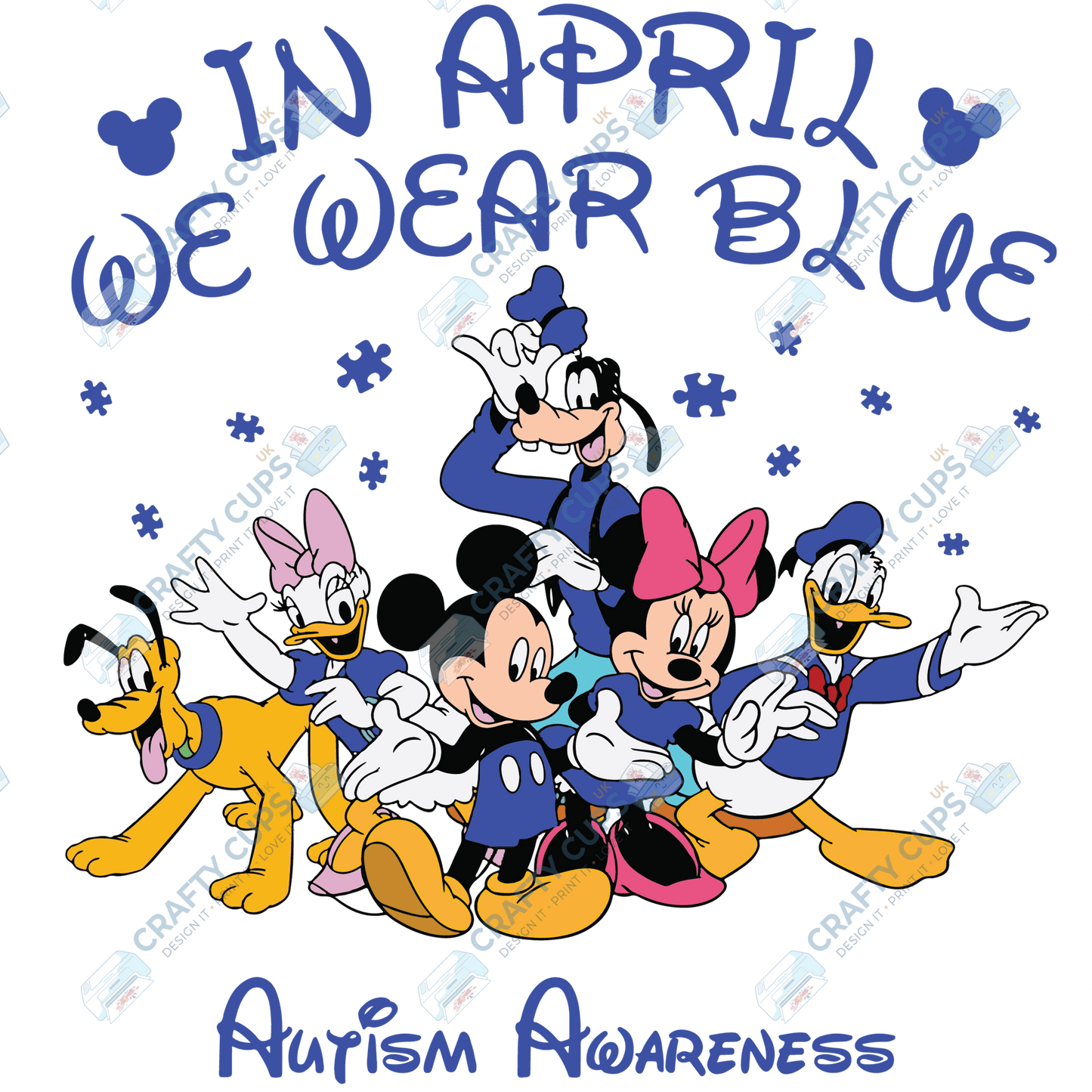 Cartoon Autism Awareness DTF Transfers – Colorful Puzzle Piece Prints for Shirts, Hoodies & Gifts