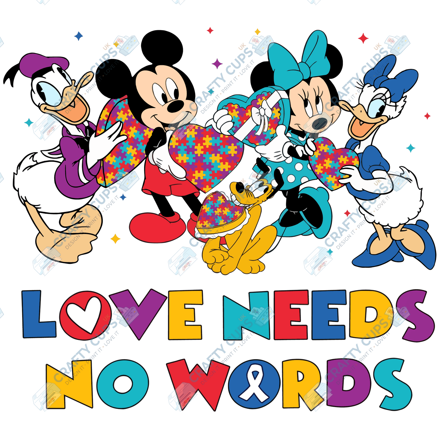 Cartoon Autism Awareness DTF Transfers – Colorful Puzzle Piece Prints for Shirts, Hoodies & Gifts