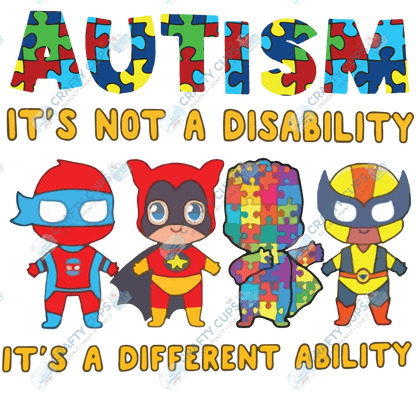 Cartoon Autism Awareness DTF Transfers – Colorful Puzzle Piece Prints for Shirts, Hoodies & Gifts