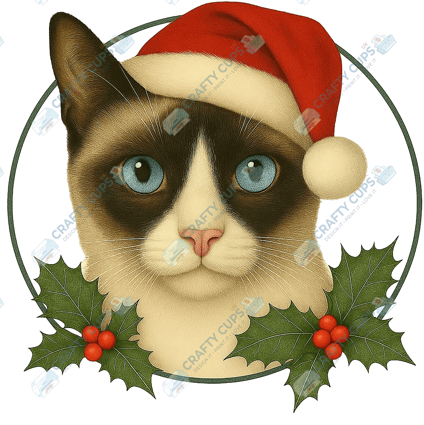 Christmas Cat DTF Transfer – Festive Holiday Design, Various Sizes