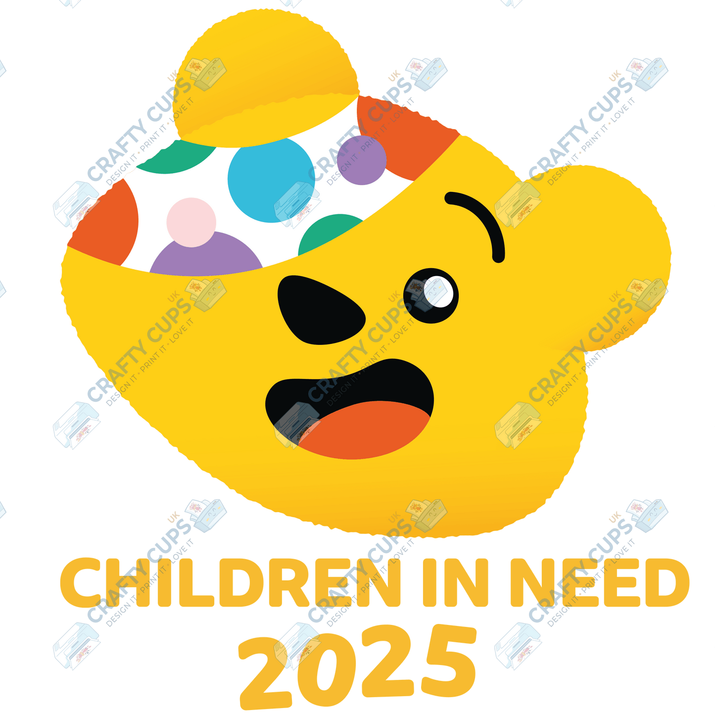 Children in Need DTF Transfer – Pudsey Bear Design (Series Two), Various Sizes & Designs