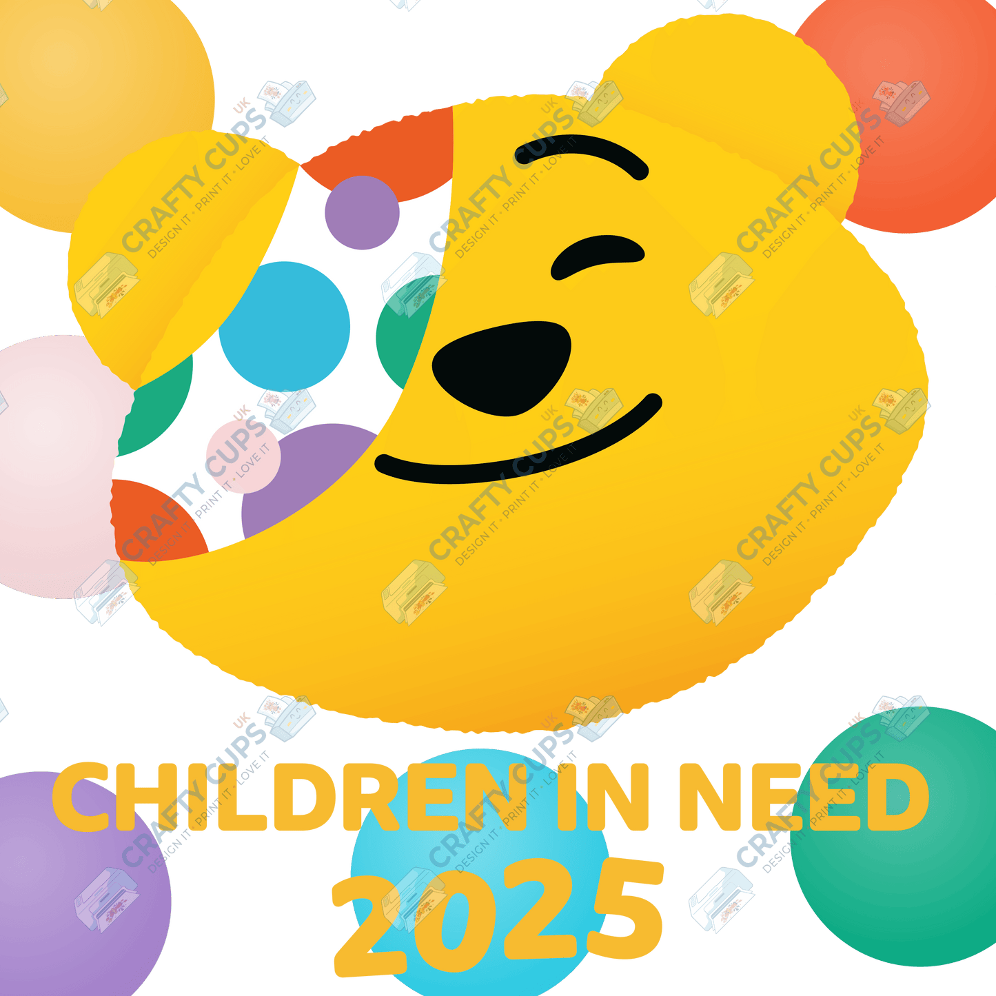 Children in Need DTF Transfer – Pudsey Bear Design (Series Two), Various Sizes & Designs