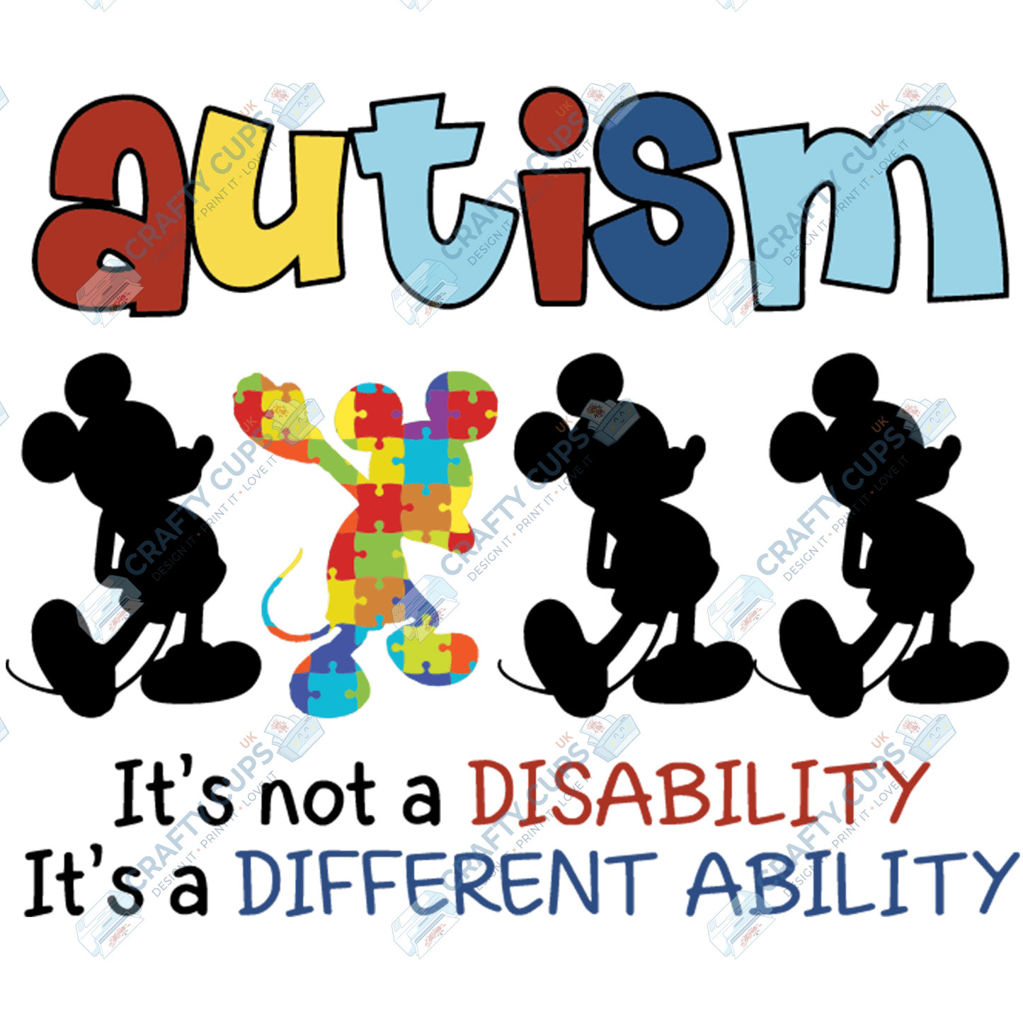 Cartoon Autism Awareness DTF Transfers – Colorful Puzzle Piece Prints for Shirts, Hoodies & Gifts
