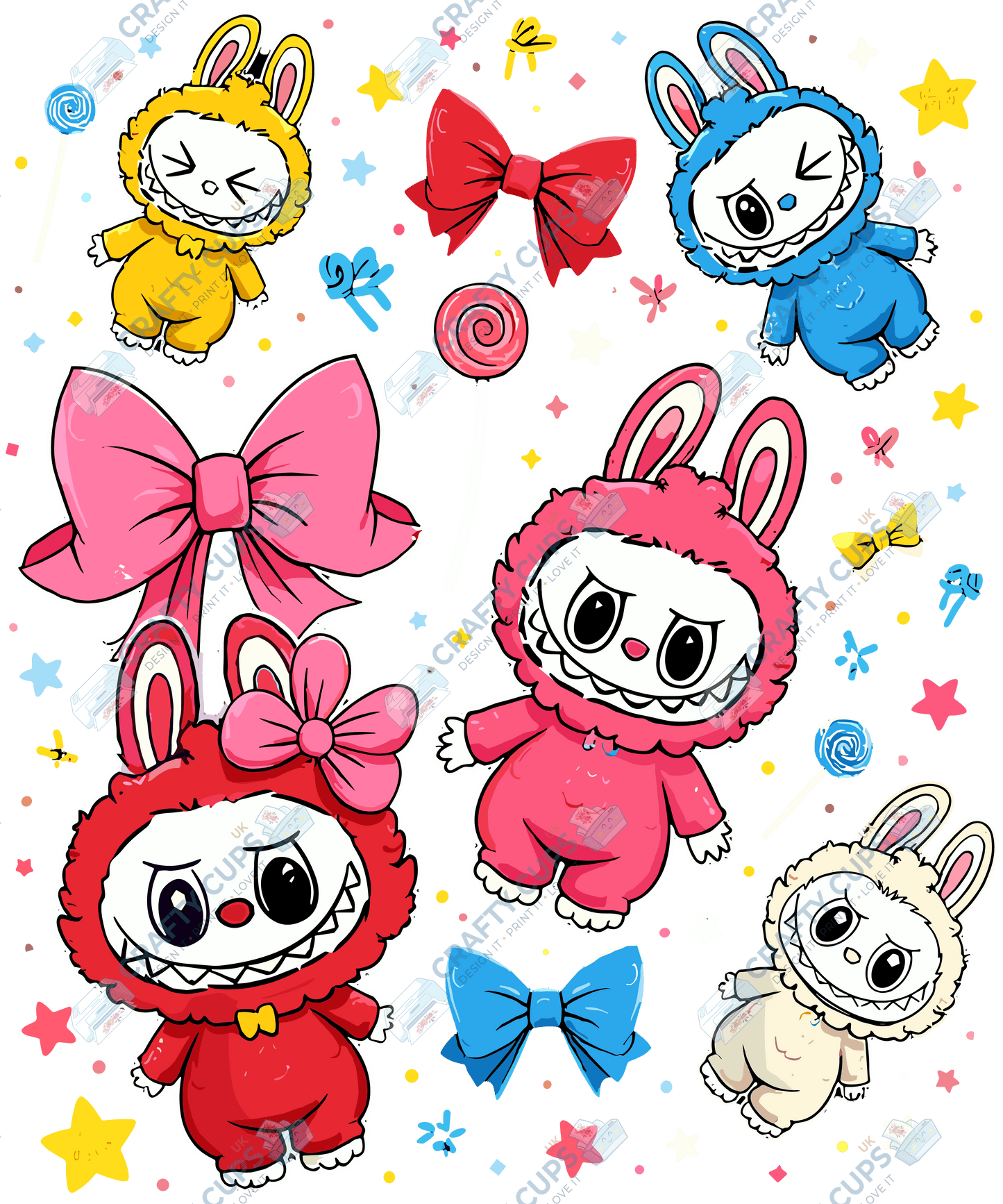 Chibi Monsters DTF Transfer – Cute Anime Style Various Sizes & Designs