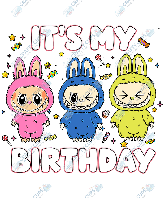 Chibi Monster Birthday DTF Transfer – Celebration Design, Various Sizes & Designs, Heat Press Ready