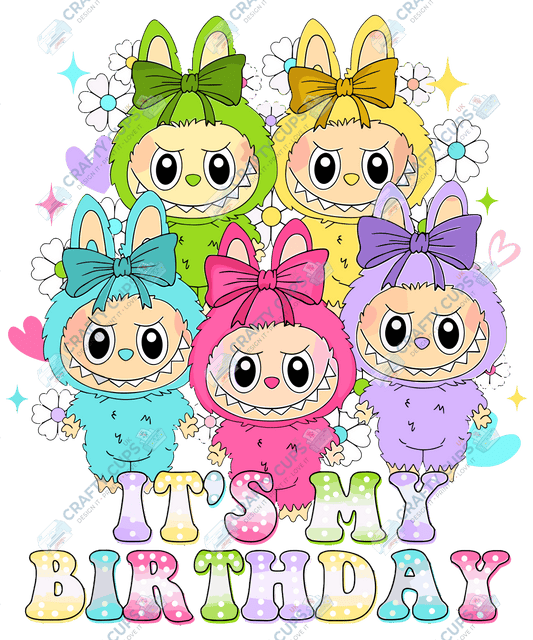 Chibi Monster Birthday DTF Transfer – Celebration Design, Various Sizes & Designs, Heat Press Ready