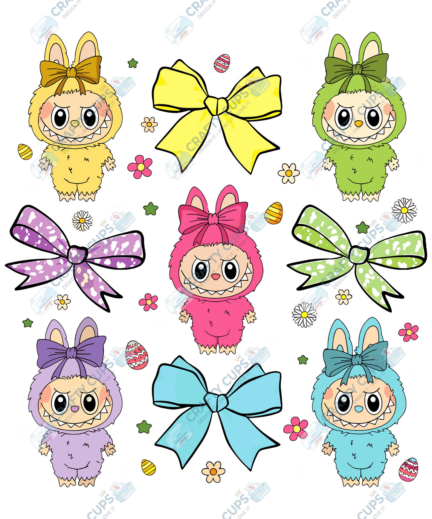 Chibi Monsters DTF Transfer – Cute Anime Style Various Sizes & Designs