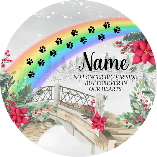 Custom Round Pet Memorial Christmas DTF Transfer – Personalized Name, Various Sizes