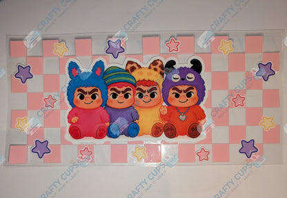 Anime UVDTF Wrap for 16oz Glass Can – Pre-Cut Peel & Stick Cup Wrap | No Weeding Needed