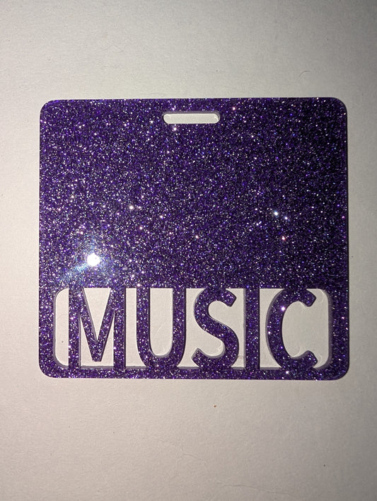 Acrylic Badge Buddy – Pre-Made Tags with Fun Titles (e.g. Music, Art) | Lanyard Accessory