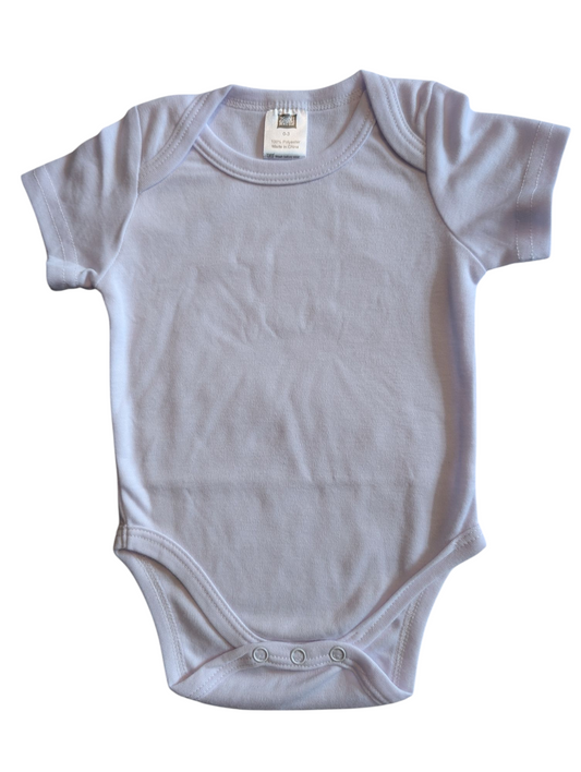 Bright White Sublimation Baby Grow – 100% Polyester (0–3 Months)